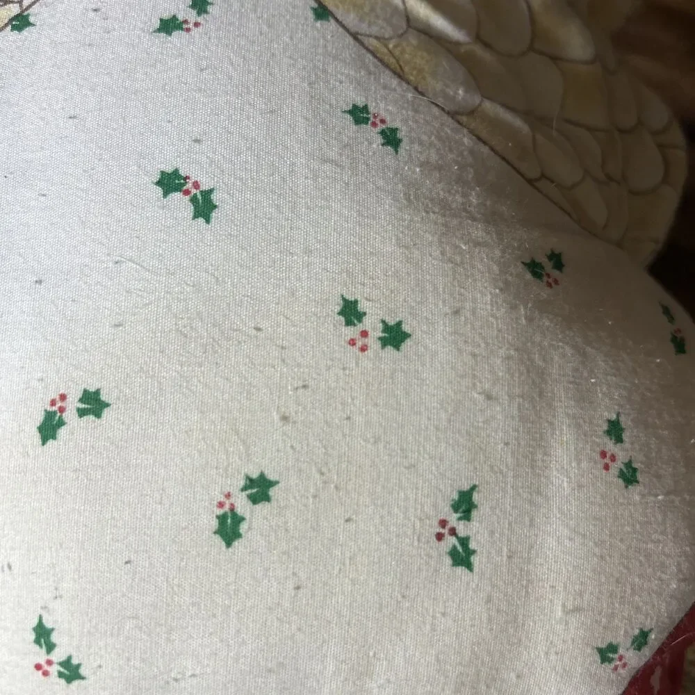 Vintage Hand Made Christmas Angel Pillow Plush Blonde Hair Green Eyes 70’s Vibes